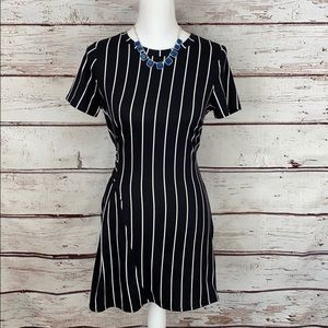 Blue Blush Black & White Pinstripe Dress small